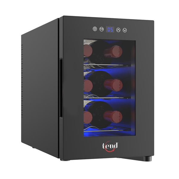 6-Bottle Wine Cooler Countertop 44-66 Temp Fridge W/ Wine Rack Freestanding