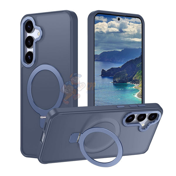 Samsung Galaxy S25 Shockproof Magnetic Case With Invisible Stand Holder - Blue
