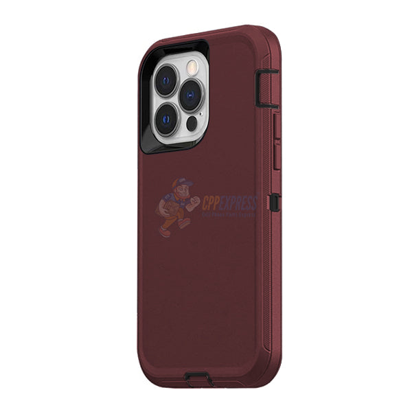 iPhone 15 Pro Shockproof Defender Case Cover - Burgundy