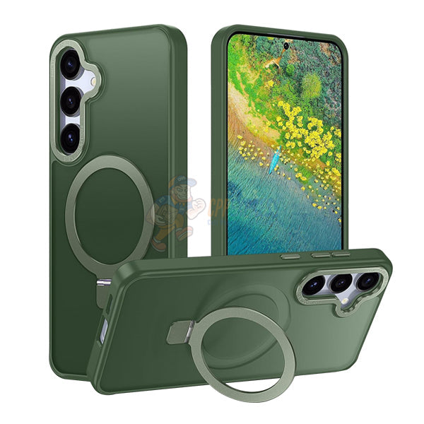 Samsung Galaxy S25 Shockproof Magnetic Case With Invisible Stand Holder - Green