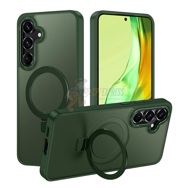 Samsung Galaxy S24 Plus Shockproof Magnetic Case With Invisible Stand Holder - Green