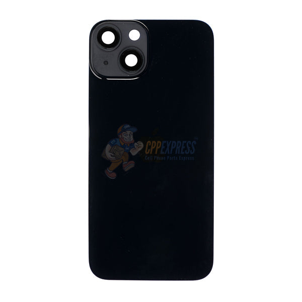 iPhone 14  Mid-Frame Housing with Power/Volume Button and Back Glass with Steel Plate and Wireless Charge Flex Cable - Black