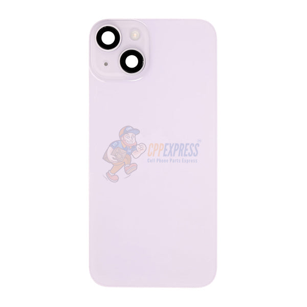 iPhone 14  Mid-Frame Housing with Power/Volume Button and Back Glass with Steel Plate and Wireless Charge Flex Cable - Purple