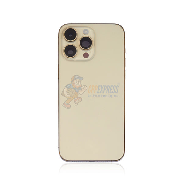 iPhone 14 Pro Max Battery Back Door - Perfect Fit Premium Back Cover Case Housing Includes Power, Volume and Wireless Charge Flex Cable - Gold