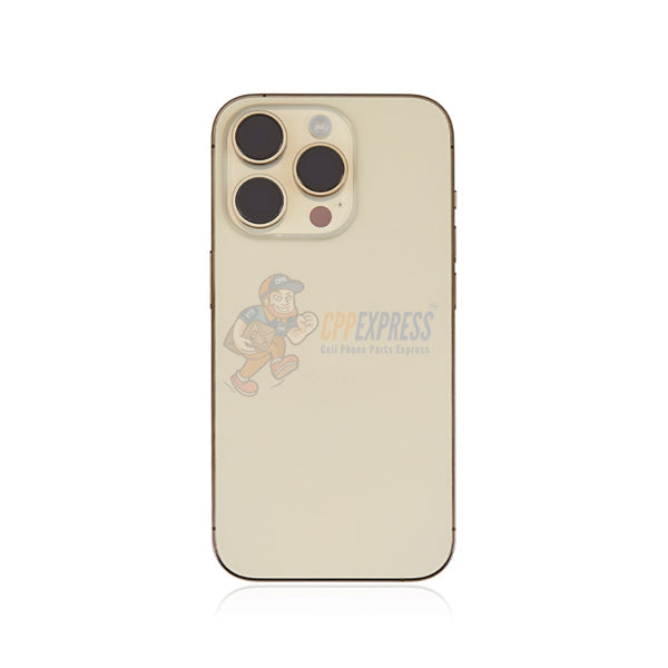 iPhone 14 Pro Battery Back Door - Perfect Fit Premium Back Cover Case Housing Includes Power, Volume and Wireless Charge Flex Cable - Gold