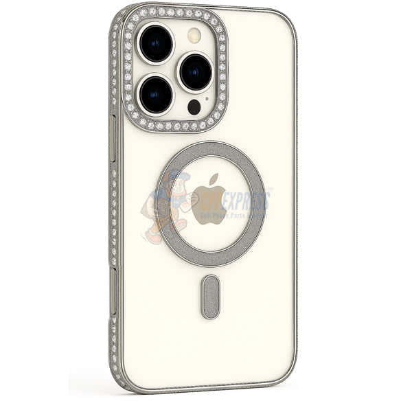 iPhone 16 Pro Shockproof Clear Luxury Magnetic Diamond Glitter Case