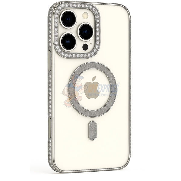 iPhone 16 Pro Shockproof Clear Luxury Magnetic Diamond Glitter Case